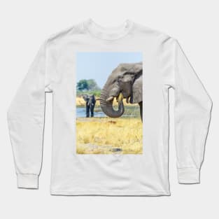 African bush elephant eating Long Sleeve T-Shirt